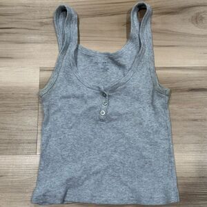Brandy Melville Grey Ribbed Cropped Tank Top Women’s Small